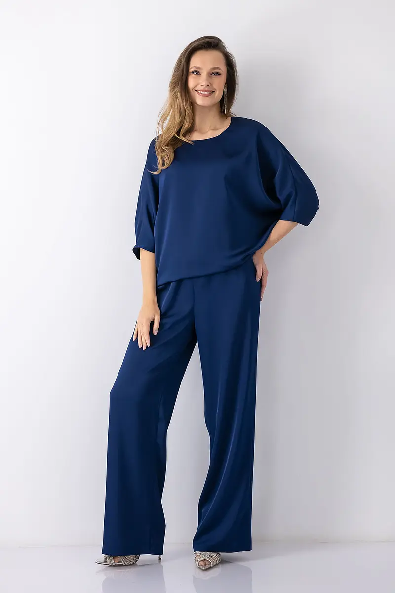 Брюки Merlis широкие на резинке синие