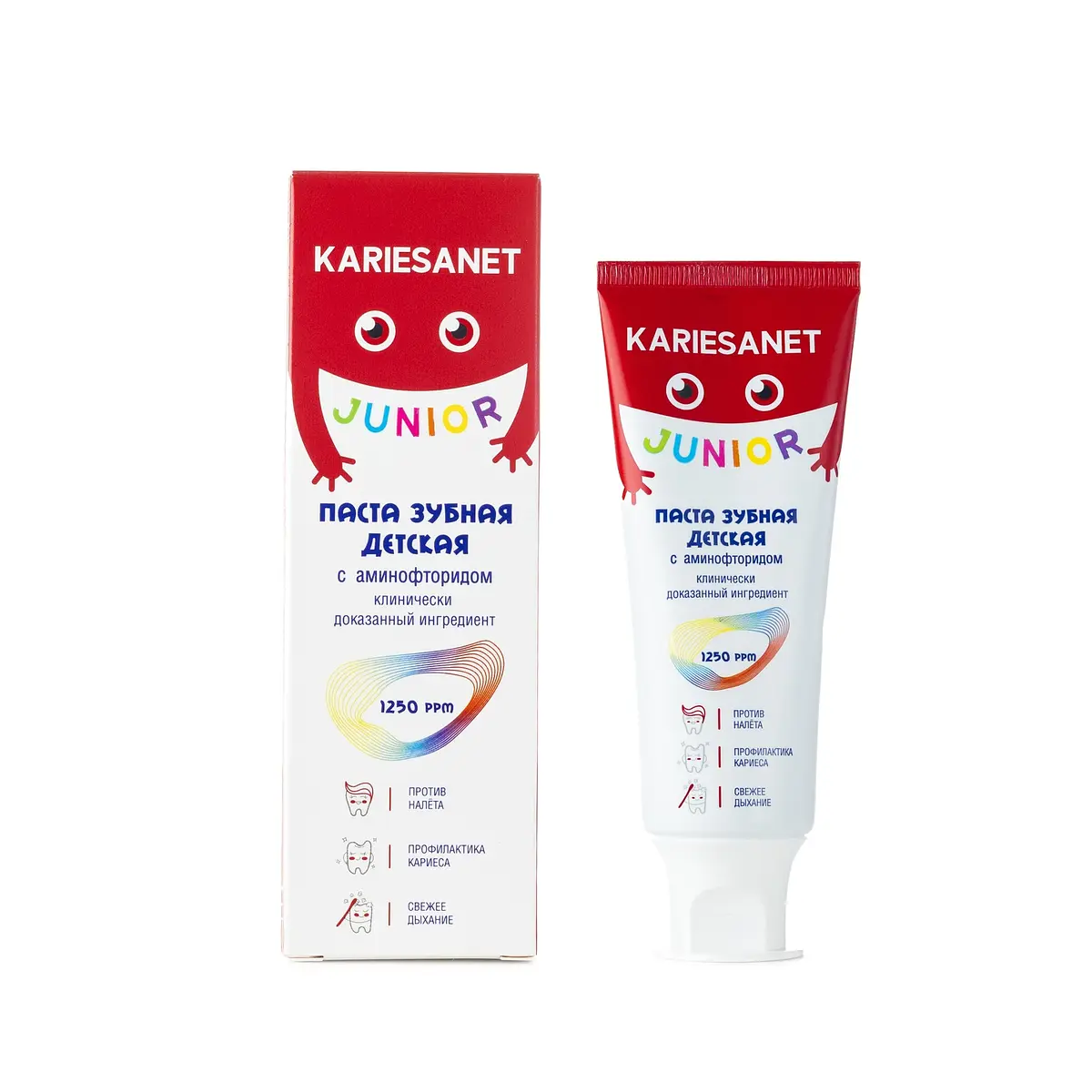 Зубная паста детская KARIESANET JUNIOR с аминофторидом 75 г MODUM детская для укрепления эмали 75 г