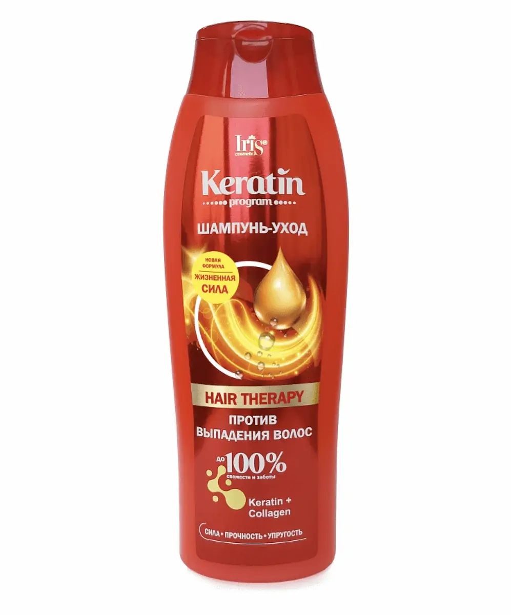 Шампунь-уход IRIS Keratin program HAIR THERAPY восстанавливающий 400 мл IRIS Cosmetic восстанавливающий с кератином 400 мл для нормальных волос