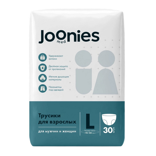 Подгузники-трусики Joonies д/взрослых L (95-120 см), 30 шт Цюаньчжоу Тяньцзяо Ледди Энд Бэбис Хигиен Сапплай Ко Лтд