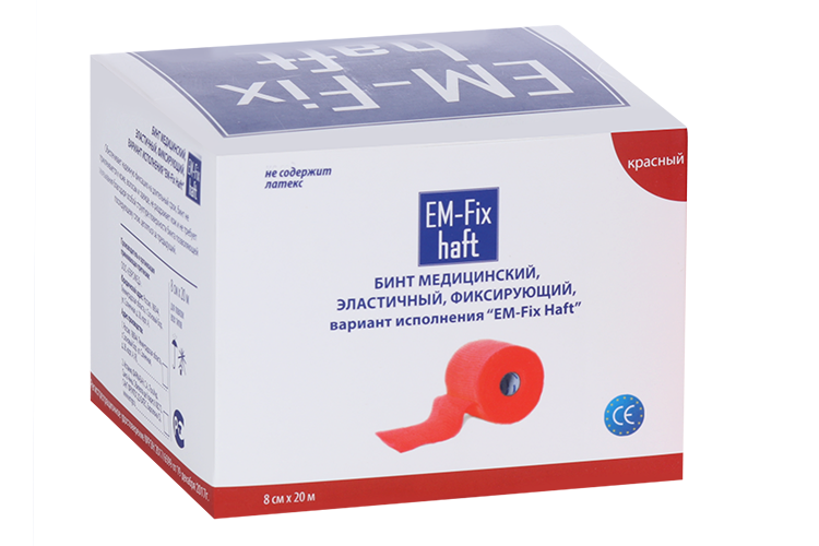 Медицинский бинт EM-Fix Haft эластичный фиксирующий 8 смх20 м красный Евромед ООО