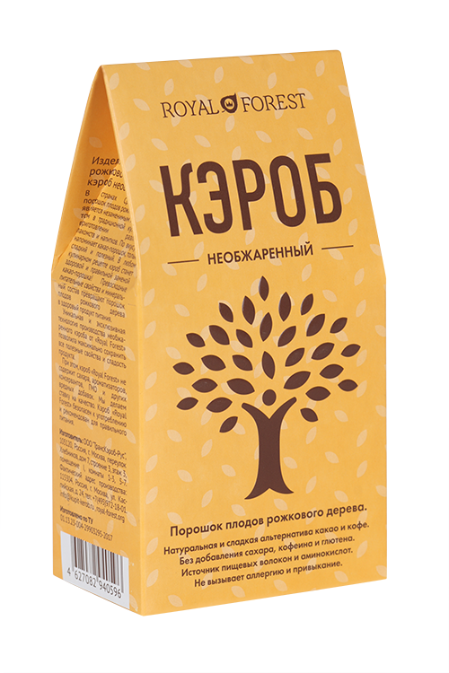 Кэроб Royal Forest необжаренный порошок из плодов рожкового дерева, 100 г ТрансКэроб-Рус