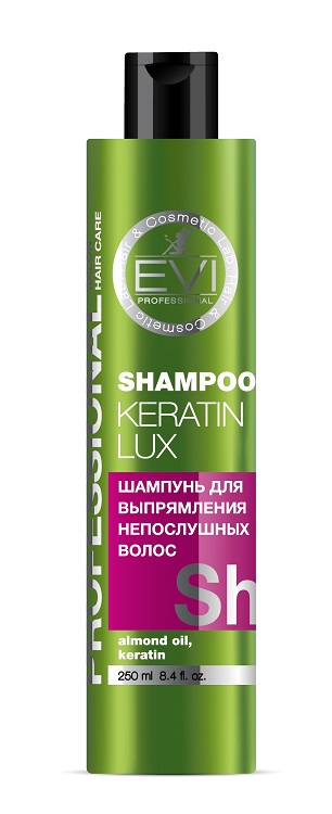 Шампунь EVI Professional Кератиновое выпрямление д/непослушных волос, 250 мл Эви Косметик Лаб ООО