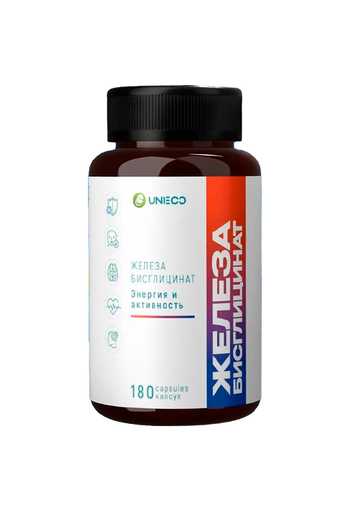 Железа бисглицинат+вит С+В9+В12 Unieco, 180 шт, капсулы Юниэко ООО