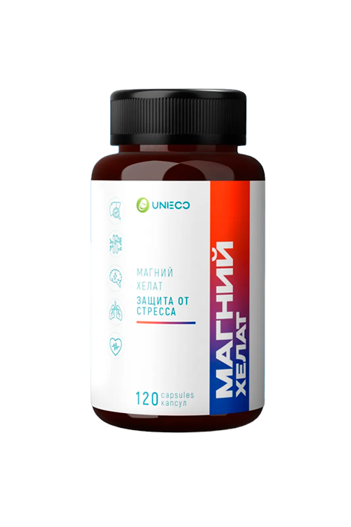 Магний хелат Unieco, 825 мг, 120 шт, капсулы Юниэко ООО