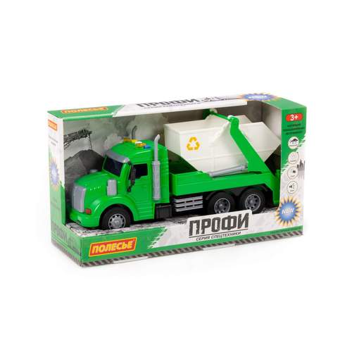 Игрушка Полесье Автомобиль контейнеровоз Профи инерционный со светом и звуком зеленый Полесье ПП ООО