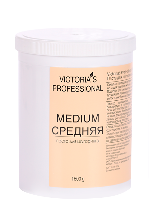 Паста Victorias Professional сахарная средняя д/шугаринга, 1 600 г Производственная лаборатория средств для шугаринга ООО/Мирошниченко В.А ИП