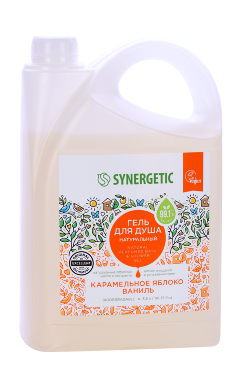 Гель д/душа SYNERGETIC натуральный карамельное яблоко и ваниль, 3,5 л Синергетик ООО