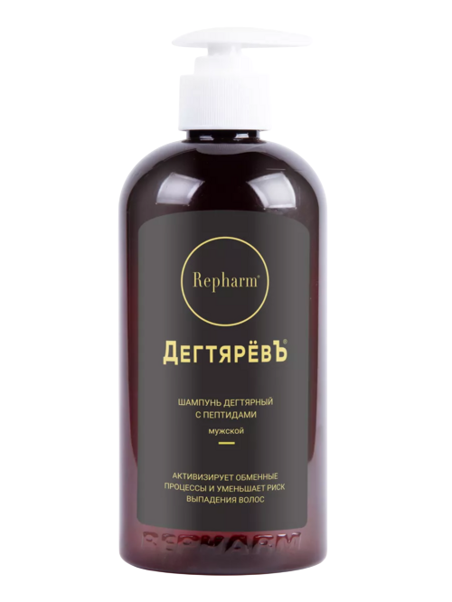 Шампунь Repharm ДегтяревЪ  мужской с пептидами, 500 мл Рефарм Институт фармацевтических реактивов ООО