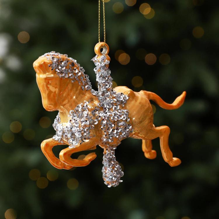 Painted Rocking Horse Christmas Tree Hanging DIY Ornament(Gold) SUNSKY