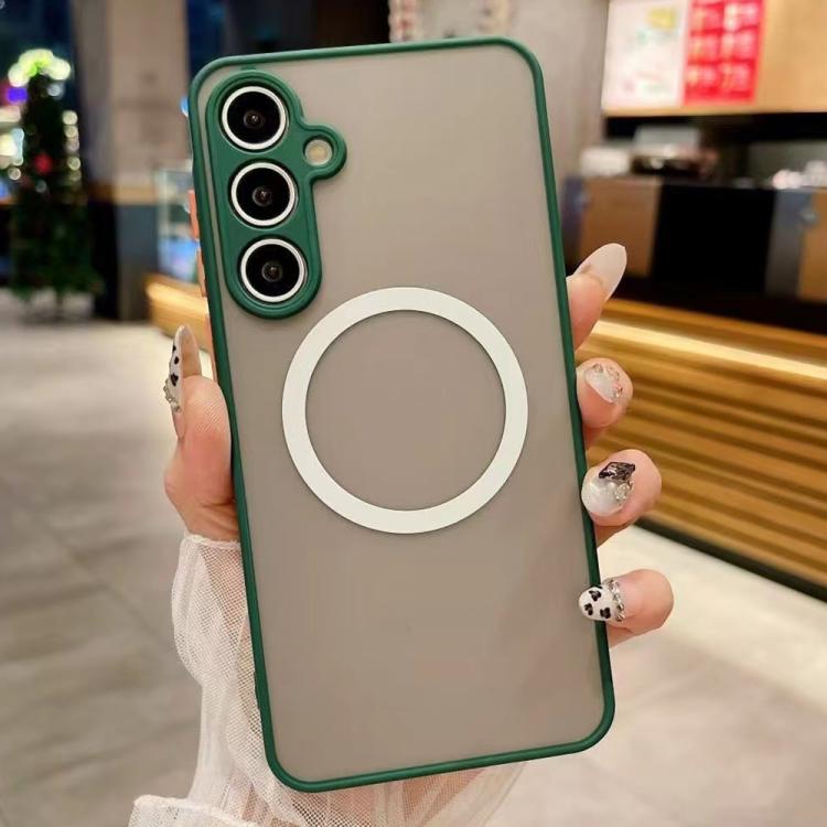 For Samsung Galaxy S25 5G Hawkeye Skin Feel MagSafe Phone Case(Dark Green) SUNSKY