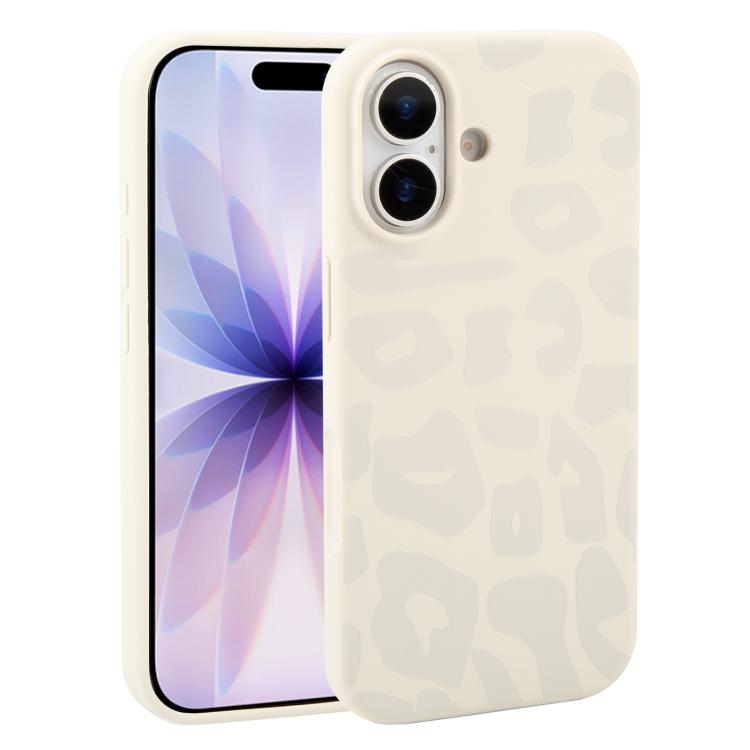 For iPhone 17 Large Hole Leopard Print Liquid Silicone Phone Case(Grey) SUNSKY