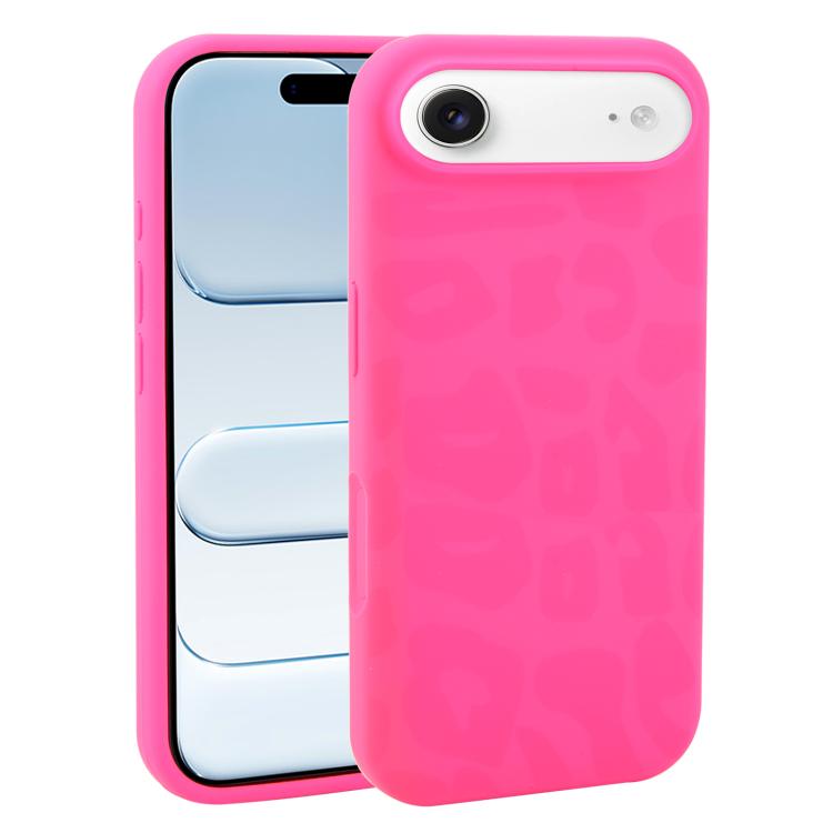 For iPhone Air Large Hole Leopard Print Liquid Silicone Phone Case(Hot Pink) SUNSKY