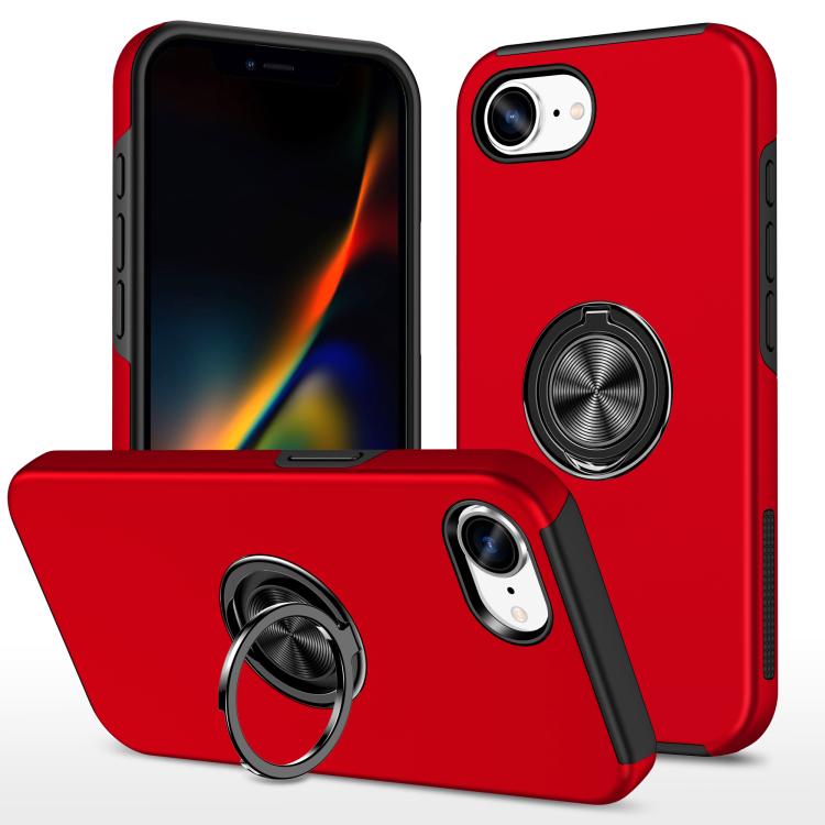 For iPhone 17e / 16e PC + TPU Magnetic Phone Case with Invisible Ring Holder(Red) SUNSKY