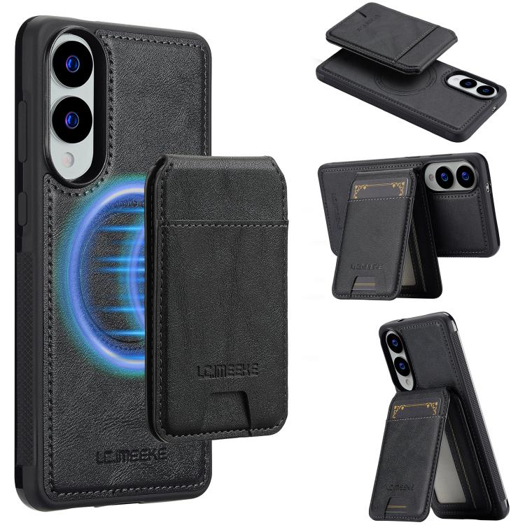 For Samsung Galaxy S25 Edge 5G LC.IMEEKE L3 Series Detachable RFID Card Bag Magsafe Phone Case(Black)