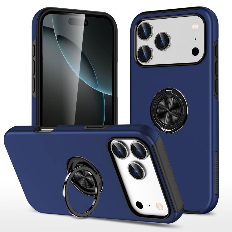 For iPhone 17 Pro PC + TPU Magnetic Phone Case with Invisible Ring Holder(Navy Blue) SUNSKY