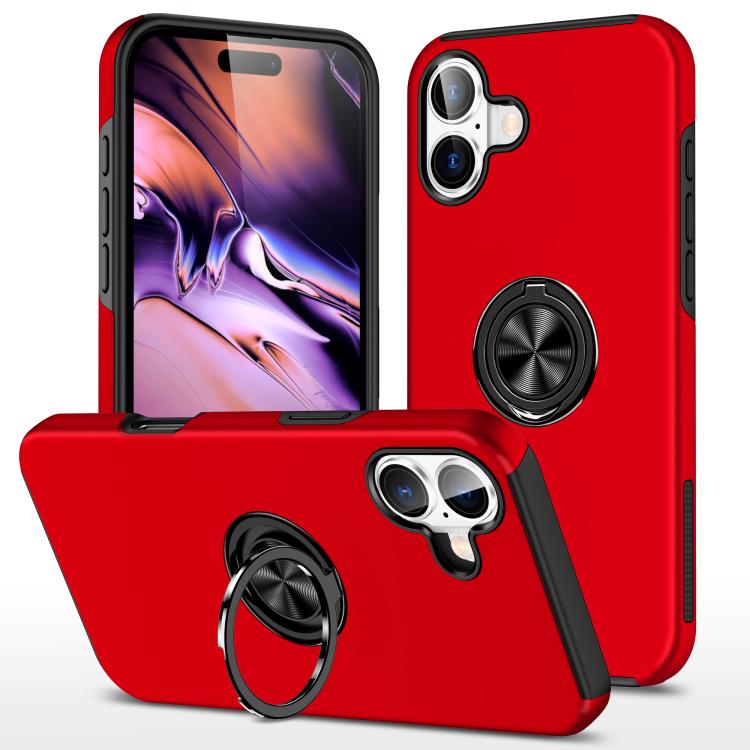 For iPhone 17 PC + TPU Magnetic Phone Case with Invisible Ring Holder(Red) SUNSKY