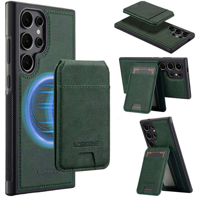 For Samsung Galaxy S25 Ultra 5G LC.IMEEKE L3 Series Detachable RFID Card Bag Magsafe Phone Case(Green)