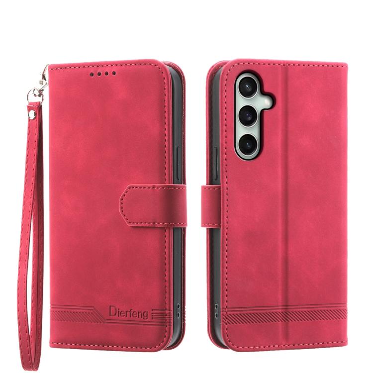 For Galaxy S25 FE 5G Dierfeng Dream Line TPU Hybrid PU Leather Phone Case(Red) SUNSKY