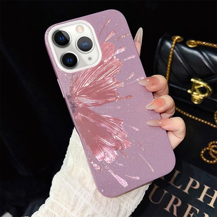 For iPhone 11 Pro Max Half Butterfly Pattern IMD Glitter PC Hybrid TPU Phone Case(Purple) SUNSKY