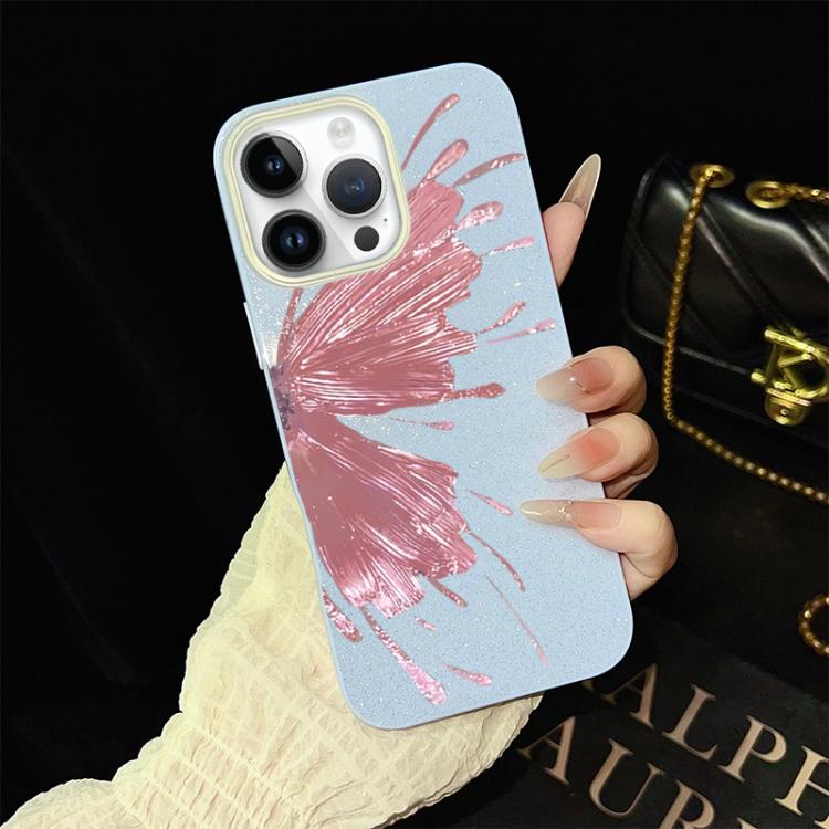 For iPhone 13 Pro Half Butterfly Pattern IMD Glitter PC Hybrid TPU Phone Case(Blue) SUNSKY