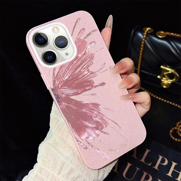 For iPhone 11 Pro Half Butterfly Pattern IMD Glitter PC Hybrid TPU Phone Case(Pink) SUNSKY