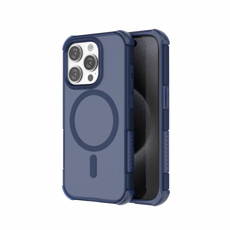 For iPhone 15 Pro Skin-friendly Magnetic PC + TPU Hybrid Shockproof Phone Case(Blue) SUNSKY