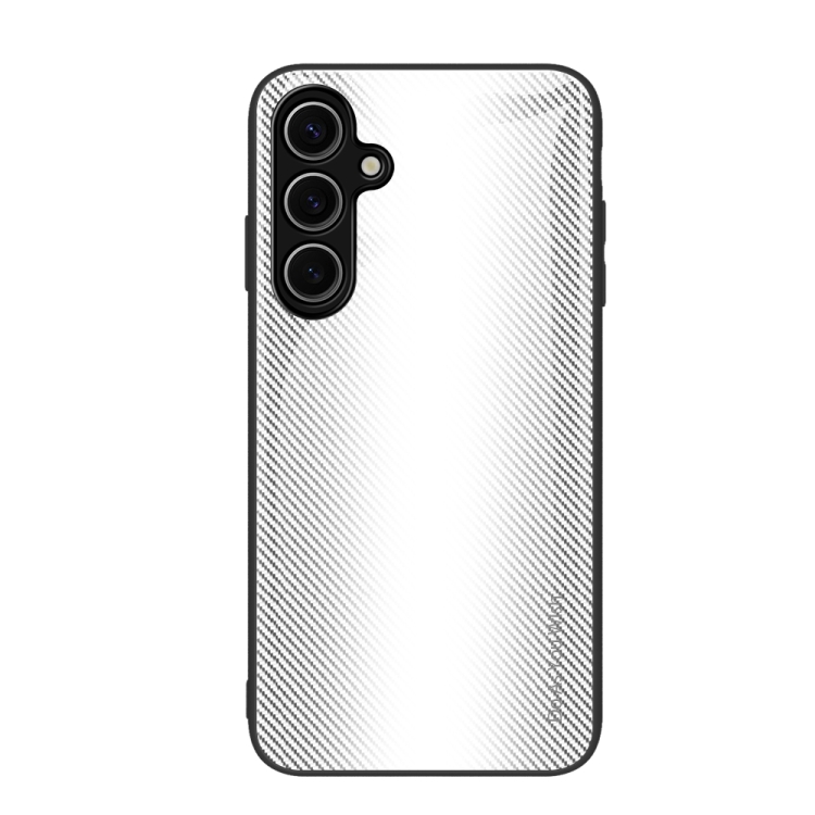 For Samsung Galaxy S24 FE 5G Texture Gradient Glass TPU Phone Case(White) SUNSKY