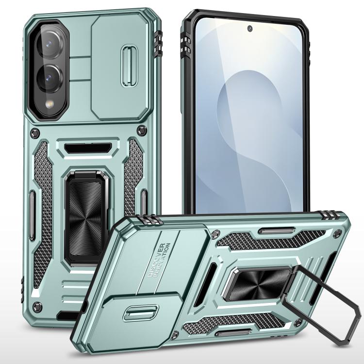For Samsung Galaxy S25 Edge 5G Armor PC Hybrid TPU Camera Shield Phone Case(Alpine Green) SUNSKY