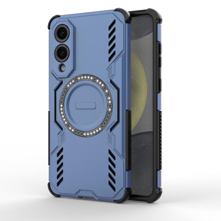 For Samsung Galaxy S25 Edge 5G Butterfly Armor MagSafe Magnetic Ring Shockproof Phone Case(Blue) SUNSKY