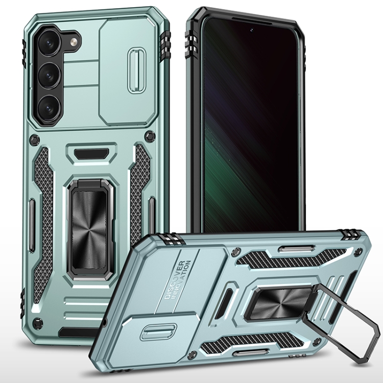 For Samsung Galaxy S25 5G Armor PC Hybrid TPU Camera Shield Phone Case(Alpine Green) SUNSKY