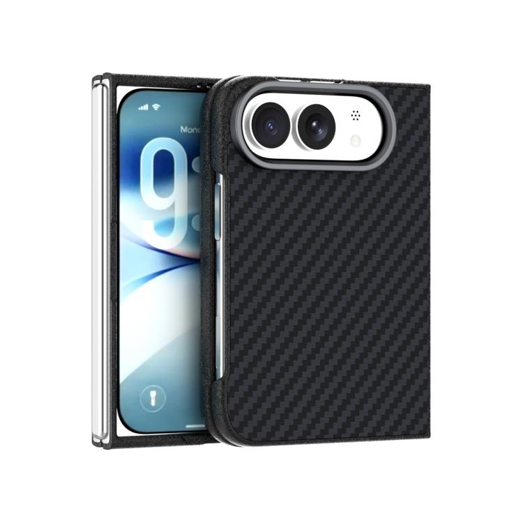 For iPhone Duo ABEEL C Carbon Fiber Series 6D Micro Relief MagSafe Phone Case(Black)