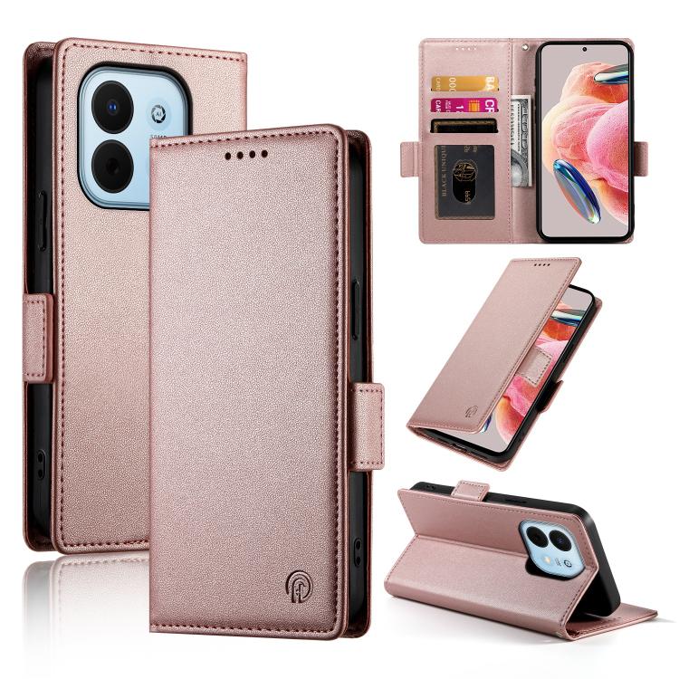 For Huawei Enjoy 90 / Enjoy 90 Plus / nova Y74 Side Buckle Magnetic Frosted Leather Phone Case(Rose Gold) SUNSKY