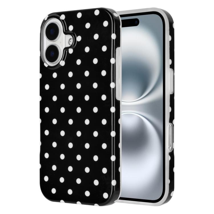 For iPhone 16 IMD Colorful Dots Pattern TPU Full Coverage Phone Case(Black) SUNSKY