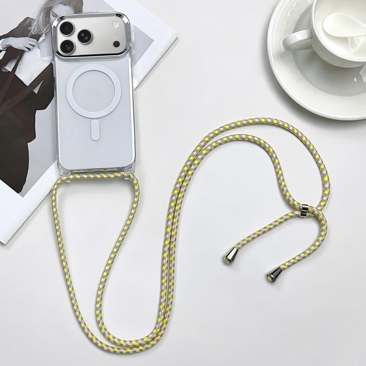 For iPhone 18 Pro / 17 Pro MagSafe Magnetic PC + TPU Phone Case with Lanyard(Yellow Pink Grey) SUNSKY