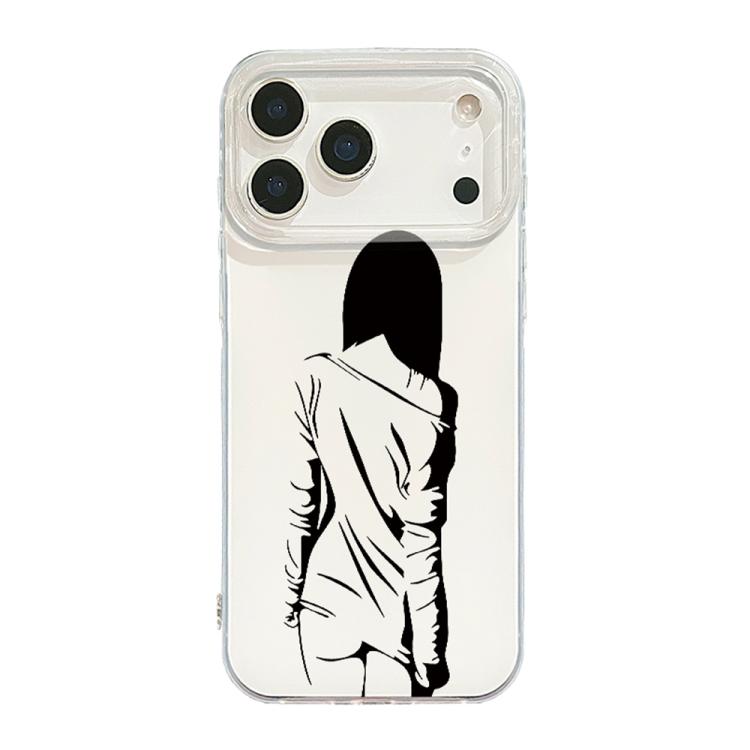 For iPhone 18 Pro / 17 Pro Transparent Frame IMD Cream Phone Case(Line Back View) SUNSKY