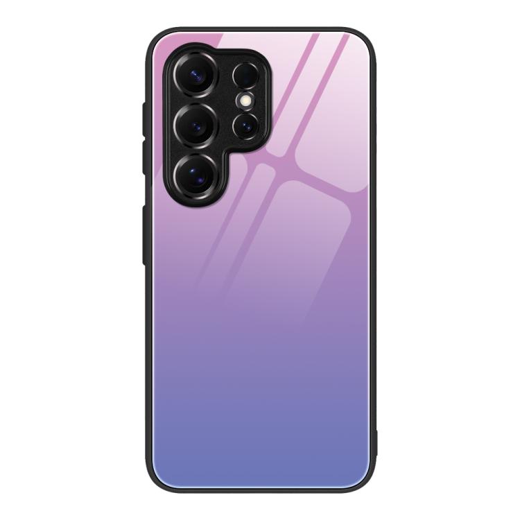 For Samsung Galaxy S26 Ultra 5G Gradient Color Glass Phone Case(Pink Purple) SUNSKY