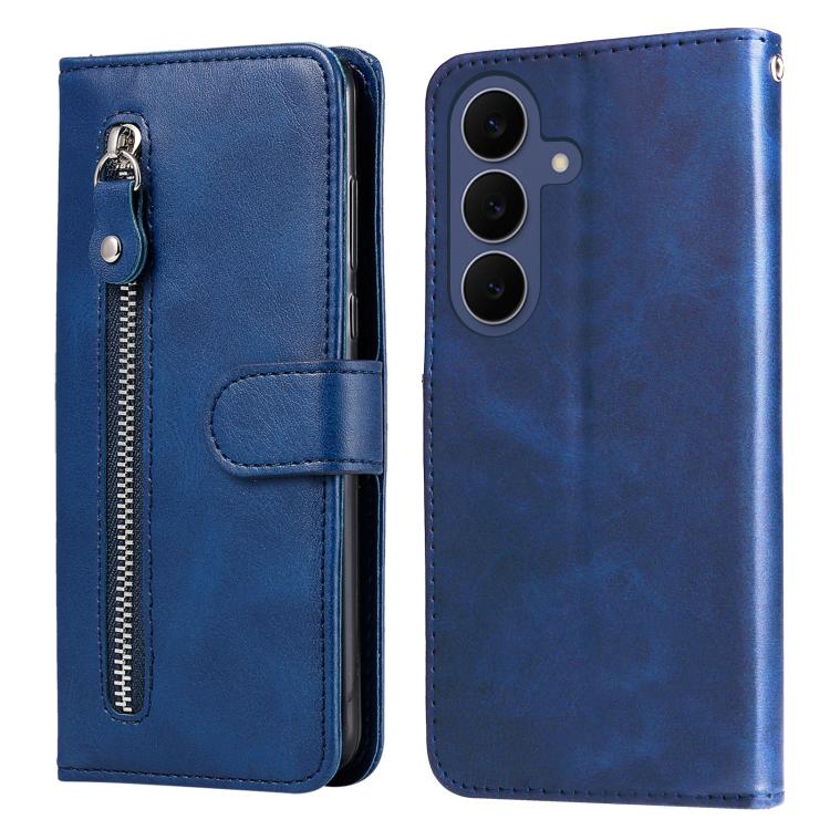 For Galaxy S26 FE 5G Fashion Calf Texture Zipper Leather Phone Case(Blue) SUNSKY