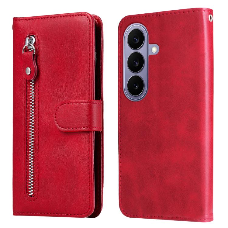 For Galaxy S27 5G Fashion Calf Texture Zipper Leather Phone Case(Red) SUNSKY