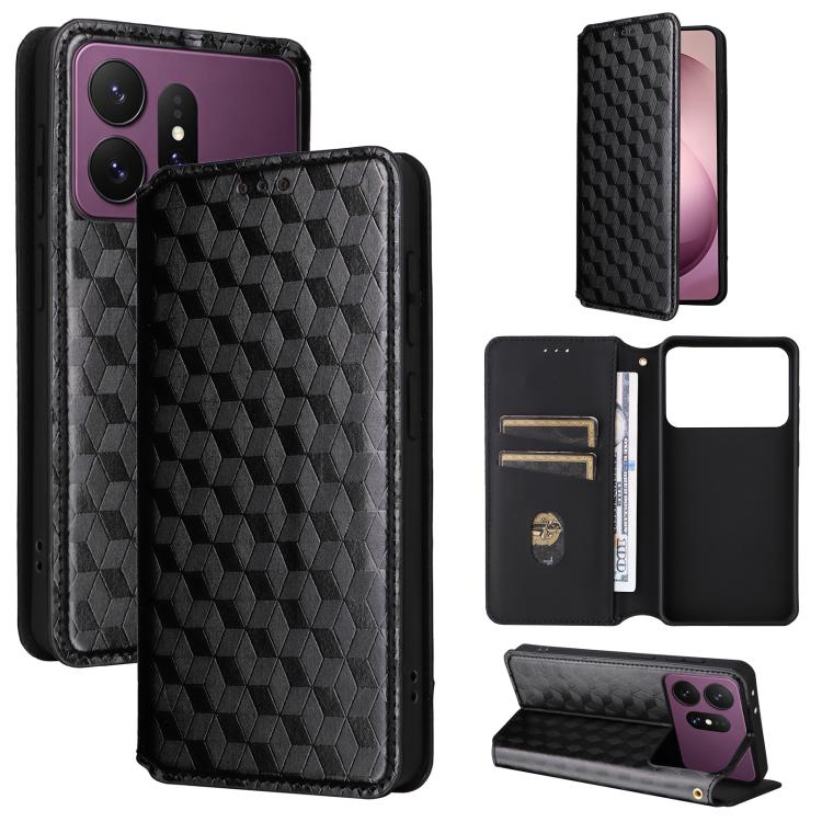 For Galaxy S27 Ultra 5G Cubic Grid Texture Flip Leather Phone Case(Black) SUNSKY