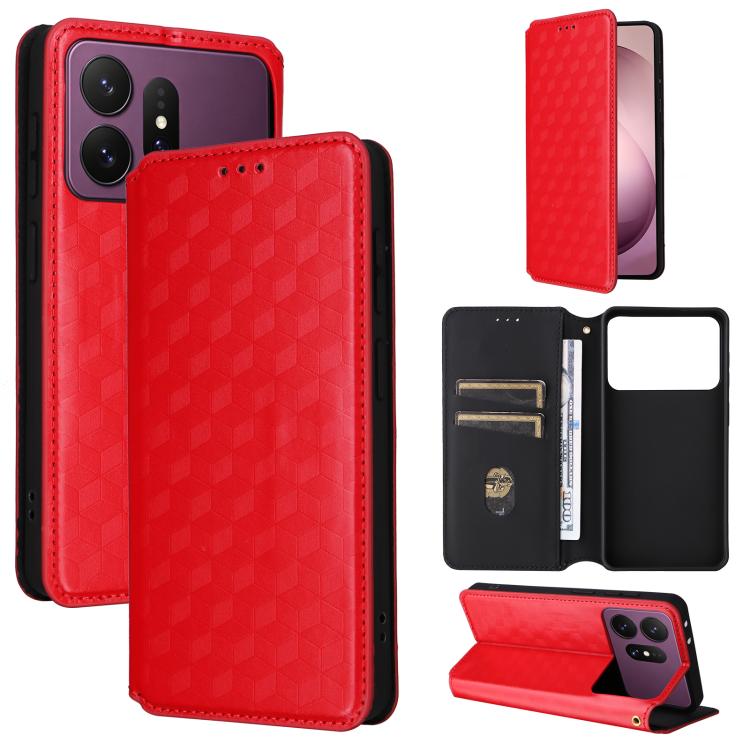 For Galaxy S27 Pro 5G Cubic Grid Texture Flip Leather Phone Case(Red) SUNSKY