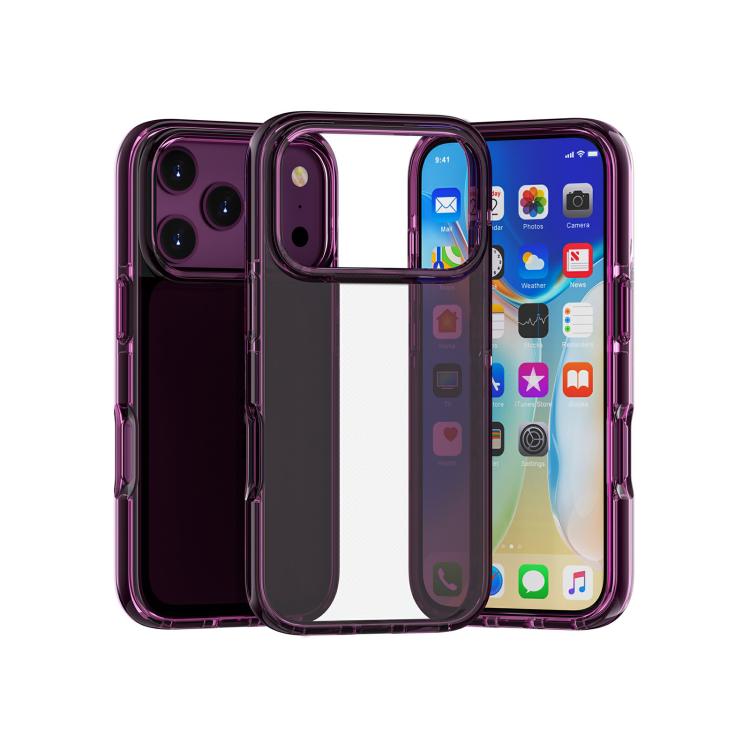 For iPhone 18 Pro Max / 17 Pro Max Dual Color Clear Glitter TPU + TPE Full Coverage Phone Case(Cherry Red) SUNSKY