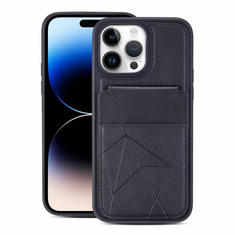 For iPhone 14 Pro Multifunctional Vertical Flip Card Wallet Holder Vegan Leather Back Phone Case(Black) SUNSKY