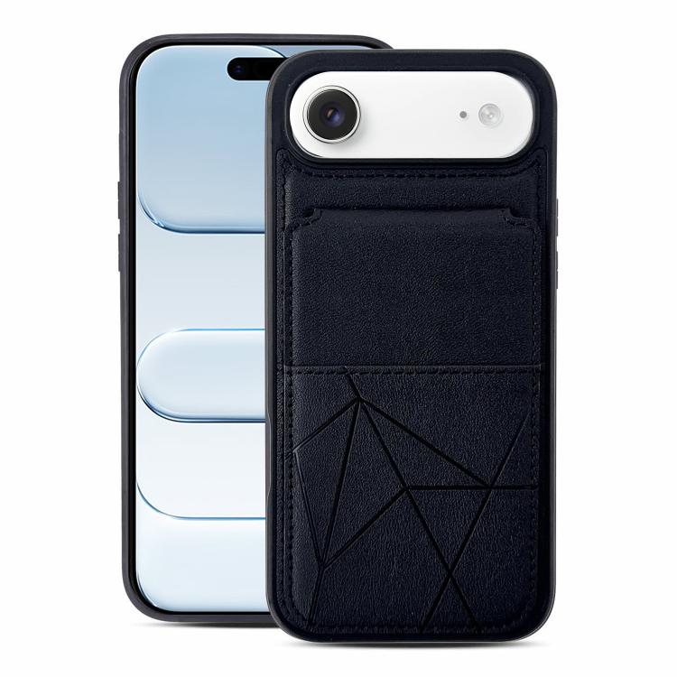 For iPhone Air Multifunctional Vertical Flip Card Wallet Holder Vegan Leather Back Phone Case(Black) SUNSKY