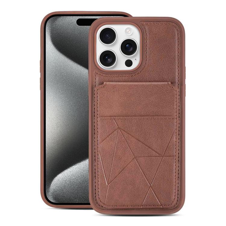For iPhone 15 Pro Multifunctional Vertical Flip Card Wallet Holder Vegan Leather Back Phone Case(Coffee) SUNSKY
