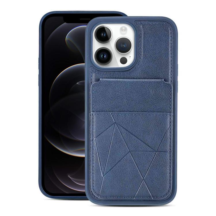For iPhone 12 / 12 Pro Multifunctional Vertical Flip Card Wallet Holder Vegan Leather Back Phone Case(Blue) SUNSKY
