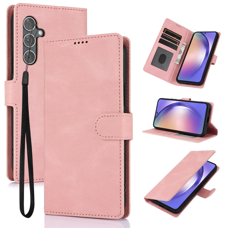 For Samsung Galaxy S23 FE 5G Fantasy Skin-feel Calfskin Texture Leather Phone Case(Pink) SUNSKY