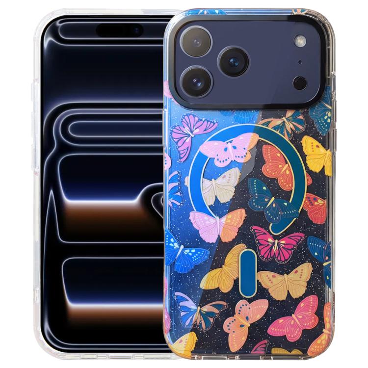 For iPhone 18 Pro Max / 17 Pro Max IMD Blue Light Jungle Series Magnetic Phone Case(Butterflies) SUNSKY