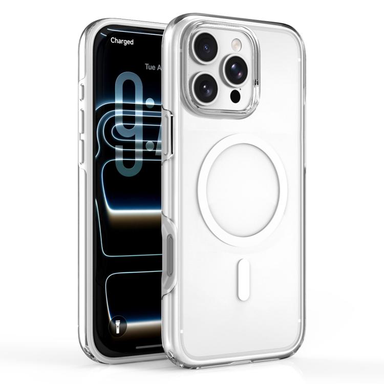 For iPhone 16 Pro Max Dual Layer Anti Compression Magnetic Phone Case(White Through Hole) SUNSKY