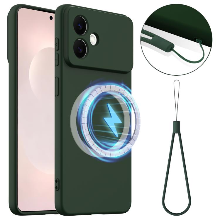 For Samsung Galaxy S26 Edge 5G Shockproof Silicone Magsafe Phone Case(Dark Green) SUNSKY